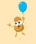 Illustration of cute flying peanut mascot