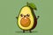 illustration of a cute funny avocado in a green background. Generative AI