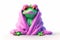 illustration of a cute funny frog in a pink robe isolated on a white background. Generative AI.