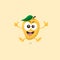 Illustration of cute happy mango mascot recommends with big smile