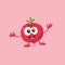 Illustration of cute happy radish mascot with big smile