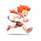 illustration of cute kid teen boy is engaged in fitness, sports, isolated on a white background. Man runs. morning run. jogging.