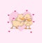 Illustration of cute litte duck couple in love