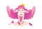 Illustration of cute little sitting fairy with pink wings.