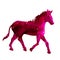 illustration of cute magenta horse in style low poly isolated on white background