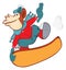 Illustration of a Cute Monkey Snowboarding