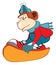 Illustration of a Cute Monkey Snowboarding. Cartoon Character