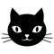 Illustration of cute muzzle of black cat on white background