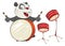 Illustration of a Cute Panda Drummer. Cartoon Character