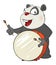 Illustration of a Cute Panda Drummer. Cartoon Character