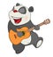 Illustration of a Cute Panda Guitarist. Cartoon Character