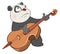 Illustration of a Cute Panda Violinist Jazz Bassist. Cartoon Character