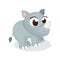 Illustration of Cute Rhinoceros Character with Cartoon Style