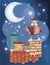 Illustration of the Cute Santa Claus a Accordion Player on the Roof