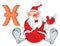 Illustration of a Cute Santa Claus. Astrological Sign in the Zodiac Fish Pisces. Cartoon Character.