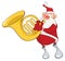 Illustration of a Cute Santa Claus a Sousaphone Player. Cartoon Character