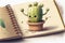 Illustration of a cute spiky cactus with a smiley face
