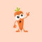 Illustration of cute staring carrot mascot isolated on light background