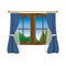 illustration of cute window and curtain