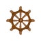 An illustration of a cute wooden ship wheel.