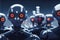 Illustration of a cyborg group, artificial intelligence robot, future technology, humanoid machine, generative AI