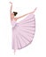 Illustration, a dancing ballerina in a pale pink dress and pointe shoes. Poster for dance lessons, clip art
