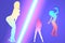 Illustration of dancing girls dancing, illustration of people dancing in the nightclub, silhouette of a dancing womans