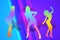 Illustration of dancing girls dancing, illustration of people dancing in the nightclub, silhouette of a dancing womans