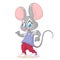 Illustration of a dancing mouse. Hipster cartoon mouse posing. Vector image of pretty mouse