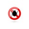 Illustration dangerous parasite mite warning sign. Anti parasite sign