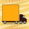 Illustration of Delivery Truck with Blank Covered Back Container for Word Space. Lorry Vehicle with Empty Room for Text