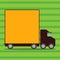 Illustration of Delivery Truck with Blank Covered Back Container for Word Space. Lorry Vehicle with Empty Room for Text