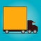 Illustration of Delivery Truck with Blank Covered Back Container for Word Space. Lorry Vehicle with Empty Room for Text