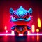 Illustration of a demon in a red background. 3d rendering AI Generated