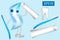 Illustration of dental care items toothbrushes,toothpaste and tooth.