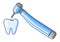 Illustration of dental drill treatment. Dentistry and health care icon. Stomatology medical item.