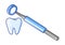 Illustration of dental mirror treatment. Dentistry and health care icon. Stomatology medical item.