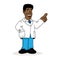 Illustration depicting an afro-descendant man in a lab coat, doctor, teacher or pharmacist