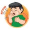 Illustration depicts a child character giving sneezing, allergy, rhinitis, flu