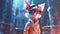 The illustration depicts a stylish fox exuding confidence and charm