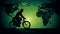 illustration depicts a stylized silhouette of a cyclist pedaling their way through World Bicycle Day