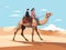 Illustration of Desert Caravan - People Riding Camels