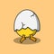 Illustration design of a freshly hatched chick and its head is covered with egg shells. Isolated animal design