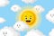 Illustration design of the sun with happy expressions and moody clouds
