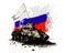 Illustration of a Destroyed Russian tank with flag. Russia is losing the war with Ukraine.
