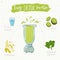 Illustration of detox smoothie recipe from kiwi banana and spinach in a blender. Vector