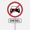 Illustration Diesel ban traffic sign is prohibiting