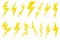 Illustration of different lightning bolts