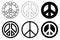 Illustration of different peace signs