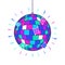 Illustration of disco ball. Mirror glitter sphere with reflecting surface. Image for party flyer.